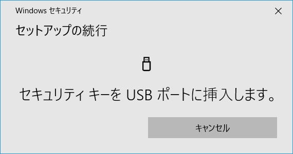 YubiKey Verification セットアップの続行 USBポート