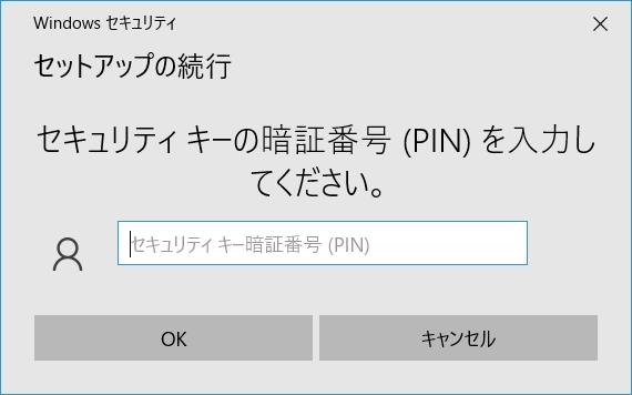 YubiKey Verification セットアップの続行 PIN